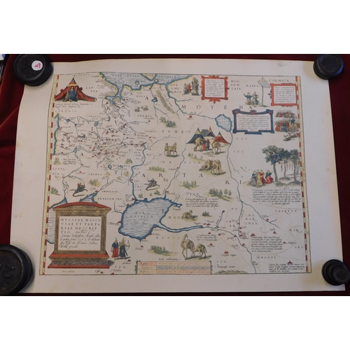 631 - Map of Russia and Moscow (early), coloured measurements 56cm x 40cm, very good condition