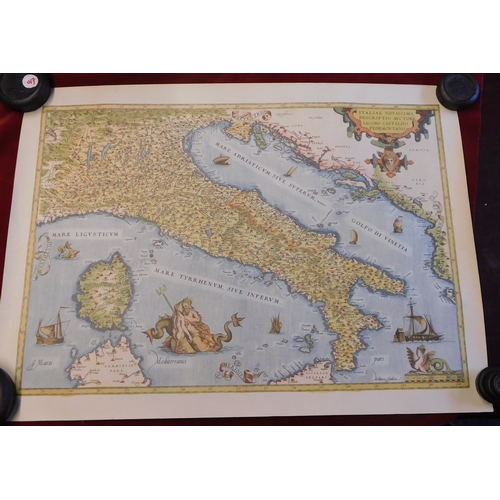 632 - Map - of Italy (early), coloured, measurements 56cm x 40cm, very good condition