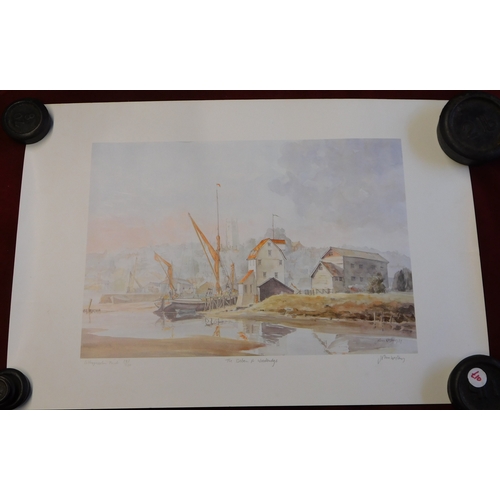 637 - Lithographic Print 147/250 - 'The Deben at Woodbridge' by John Western 1981, measurements 50cm x 34c... 