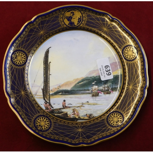 639 - China Plates - 'Spode' No.3, 'Great Explores', James Cook's Ships Resolution and Adventure, at ancho... 