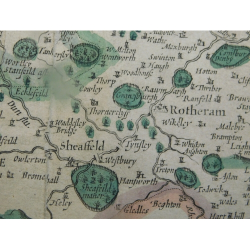 51 - Map - The West Ridings of Yorkshire 1610, good condition, measurements 52cm x 40cm, includes plan of... 