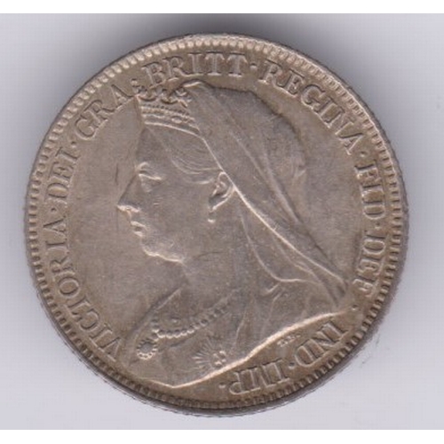 102 - Great Britain 1901 Victoria Sixpence, EF