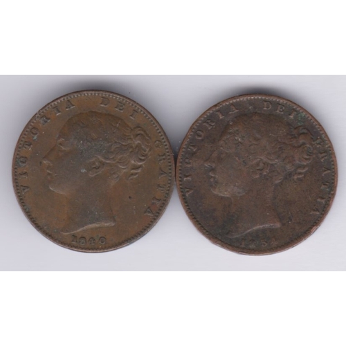 108 - Great Britain Farthings 1840 and 1854, both AVF (2)