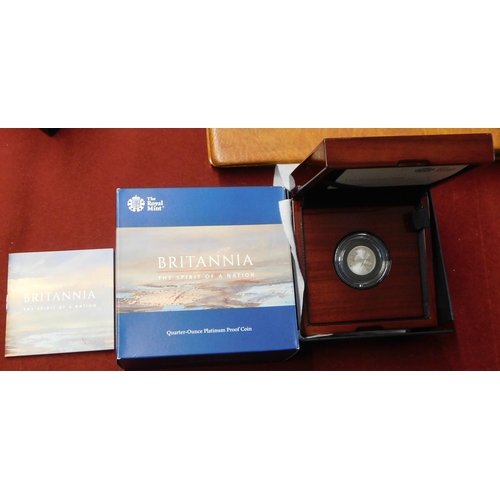 11 - Gold 2022 United Kingdom Britannia Quarter ounce Gold Proof coin with Royal Mint box and certificate