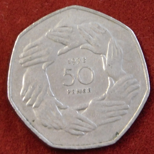 113 - Great Britain 1973 50 Pence, Accession to EEC (10), GEF/AUNC