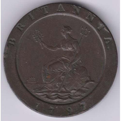 116 - Great Britain 1797 George III 'Cartwheel' Two Pence, AEF, scarce