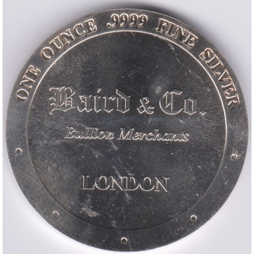 120 - Medallion - Year of the Tiger 1oz .9999 fine silver, rev: 'Baird & Co, bullion merchants London'