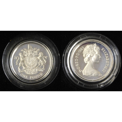 126 - Great Britain 1983 Silver Proof £1, Royal Mint red box with Royal Mint specifications