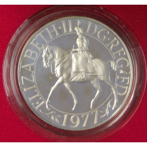129 - Great Britain 1977 Silver Proof Jubilee Crown, Royal Mint case and certificate