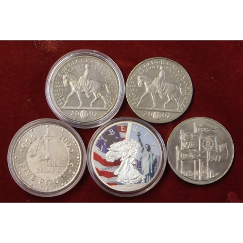 164 - USA 2017 Liberty Dollar (Proof), United Kingdom £5 (4) Greenwich 1999/2000, 2002 QEII Jubilee (2), 1... 