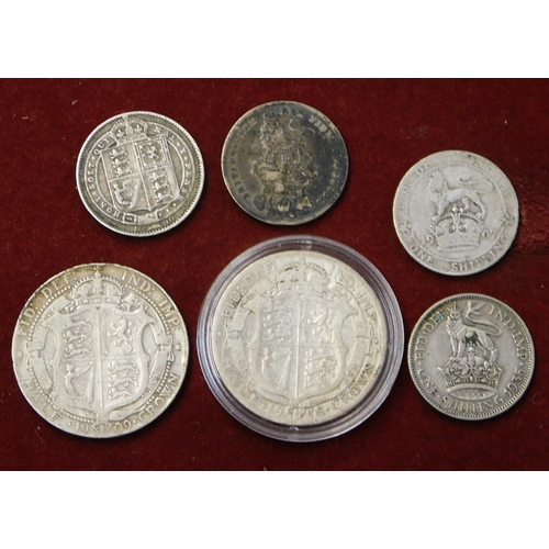 191 - Great Britain 1909 and 1918 Half crowns; 1826, 1829, 1910 and 1935 shillings mostly fine or better (... 