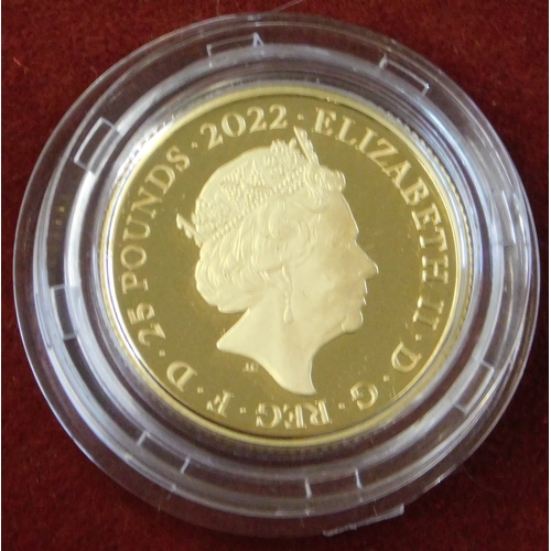 20 - Gold 2022 United Kingdom Queen's Honours and Investitures quarter ounce proof coin, Royal Mint and c... 