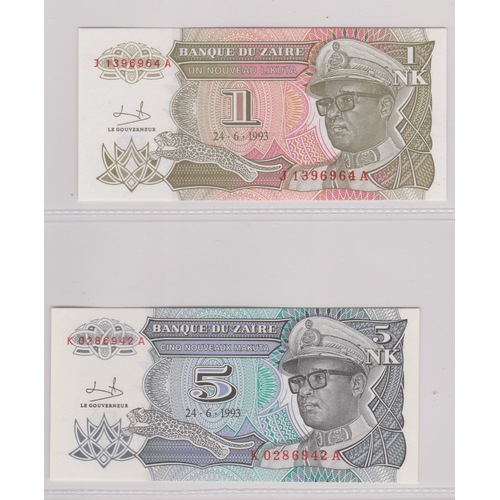 219 - Zaire 1979-1996 - Good range of AUNC notes to 50,000 Zaires (10)