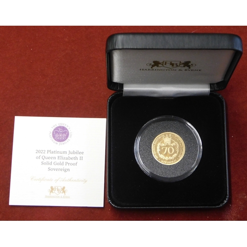 24 - Gold 2022 Platinum Jubilee Weekend struck of the day Sovereign Harrington and Bryne case and certifi... 