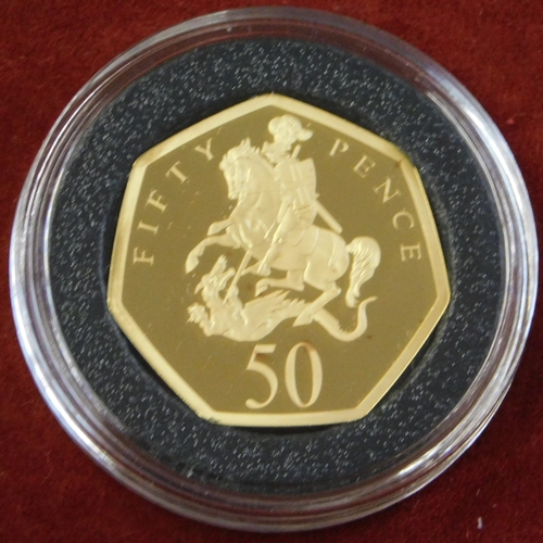 25 - Gold 2021 Ironside 50th Anniversary of Decimalisation George and the Dragon 50 Pence coin, Harringto... 