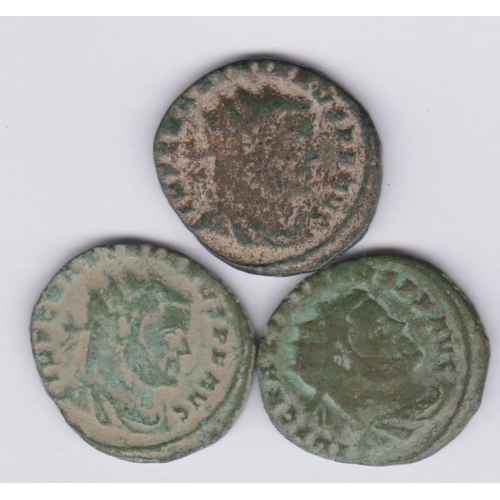 36 - Roman - Maxentius A.D. 307-312 Billon third follis, a group of (3). Rev: type VIT/XX/FEL in five lin... 