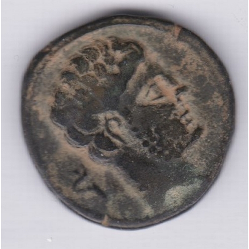 38 - Spain-Romano-Celtiberian coinage 204-154 AE 24. Obv: Beardless male head rev: Horseman holding spear... 