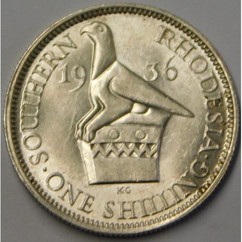 41 - Southern Rhodesia 1936 Shilling, AUNC, KM3 choice example