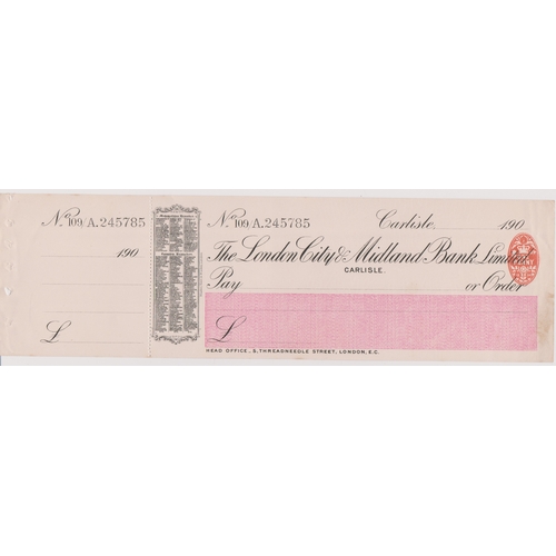 423 - London City & Midland Bank Ltd., Carlisle, mint order with C/F RO 2.12.04, black on white pink panel... 