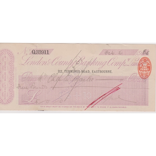 434 - London & County Banking Co. Ltd., 112 Terminus Road Eastbourne, used order RO 12.4.05, printer Charl... 
