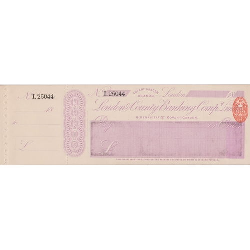 435 - London & County Banking Co. Ltd., Covent Garden Branch, mint order with C/F RO 18.10.89, printer Cha... 