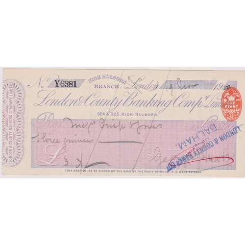 436 - London & County Banking Co. Ltd., High Holborn Branch, used order RO 1.2.00, printer Charles Skipper... 