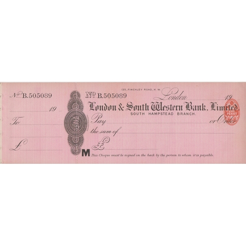 450 - London & South Western Bank Ltd., South Hampstead Branch, mint order with C/F RO 15.2.10, black on p... 