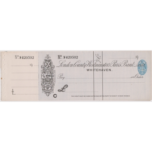 473 - London County Westminster & Parrs Bank Ltd., Whitehaven, mint order with C/F BO 7.0.20, black on blu... 