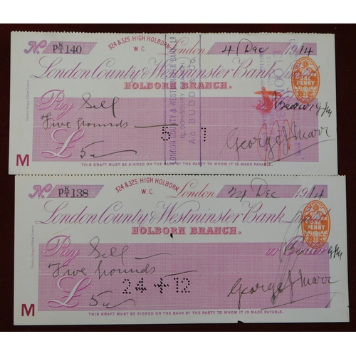 477 - London County and Westminster Bank Ltd, Holborn Branch used order RO 6.3.14 plum on white printer Ch... 