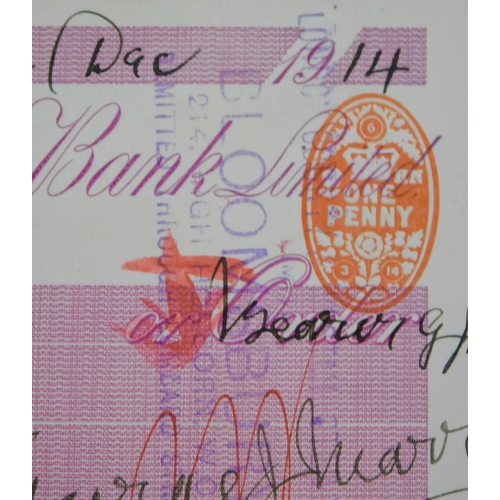 477 - London County and Westminster Bank Ltd, Holborn Branch used order RO 6.3.14 plum on white printer Ch... 