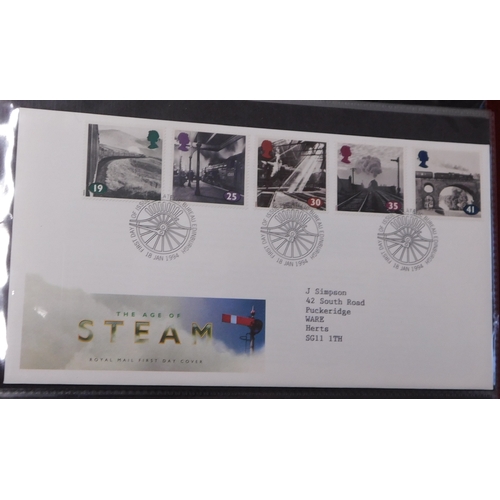 514 - Great Britain 1993-1998 W.H. Smith FDC album with 56 covers posted to the same destination