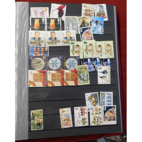 542 - Great Britain 1841-2000 well filled stockbook of used postage and commemoratives (100s), few commonw... 