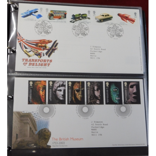 545 - Great Britain 2001-2005 FDC album with (50+) covers neatly addressed to same destination