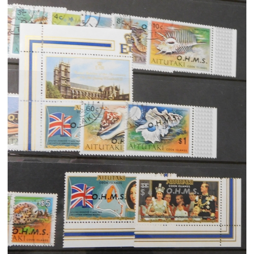 688 - Aitutaki 1973-1978 group of u/m and used optd postage stamps and officials. Cat value £10.95