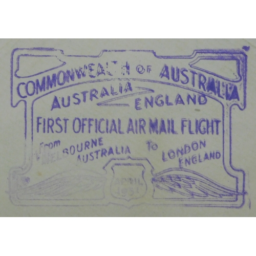 701 - Australia 1931 Airmail envelope commemorating the 1st Airmail Service Australia to the UK annotated ... 