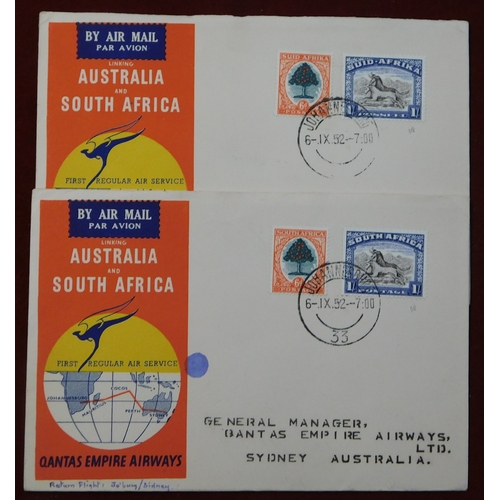 709 - Australia 1952 group of 11 Qantas Airways airmail envelopes for the 1st Regular Australia-South Afri... 