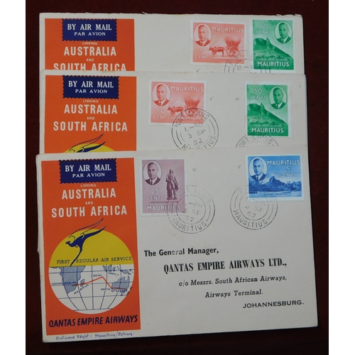 709 - Australia 1952 group of 11 Qantas Airways airmail envelopes for the 1st Regular Australia-South Afri... 