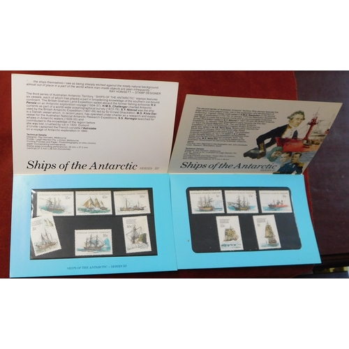 723 - Australian Antarctic Territory 1979-1988 x8 presentation packs, all different. Includes Ships, Scene... 