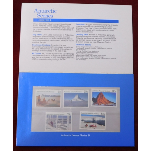 723 - Australian Antarctic Territory 1979-1988 x8 presentation packs, all different. Includes Ships, Scene... 