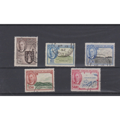 745 - British Virgin Islands 1952 George VI SG 143-147 fine used, high values part set 24c - $4.80. Cat va... 