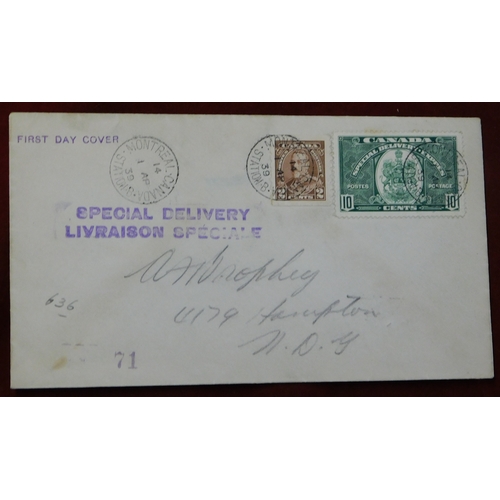 758 - Canada 1939 Special Delivery FDC pencil addressed cancelled 1.4.39 Montreal Canada Station B on SG S... 