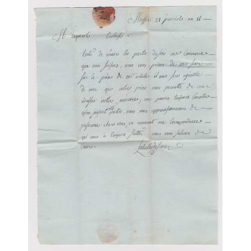 809 - France 1802 Postal History EL dated 21 Prairial AN11 (9 June 1802) posted to Toulouse. Manuscript po... 