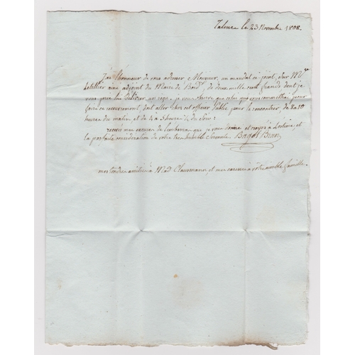 811 - France 1808 Postal History EL dated 23 Nov 1808 Talence, posted to Chartron. No postage marks or can... 