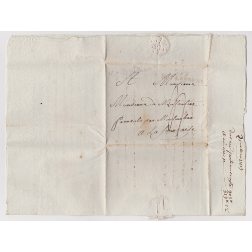 820 - France 1815 Postal History EL dated 2 July 1815 La Croisille, posted to Montauban. Manuscript postal... 