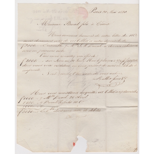 823 - France 1820 Postal History EL dated 20 May 1820 Paris posted to Pontarlier. Manuscript 11 black tria... 