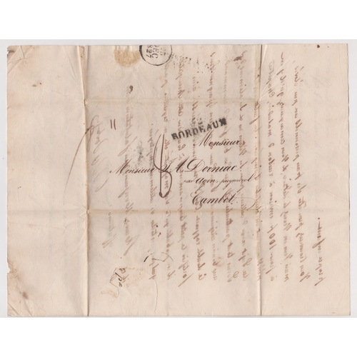 834 - France 1827 Postal History EL dated 20th Dec 1827 Bordeaux posted to Cambot. Manuscript 8 Bordeaux m... 