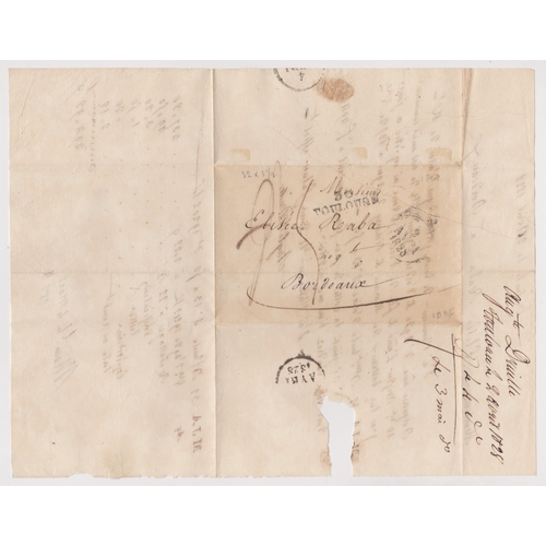 836 - France 1828 Postal History EL dated 2 April 1828 Toulouse posted to Bordeaux. Manuscript postal char... 