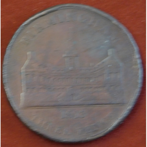 90 - Warwickshire (Birmingham) 1813 Three pence, Work House rev shield/one pound note for (80) tokens AVF