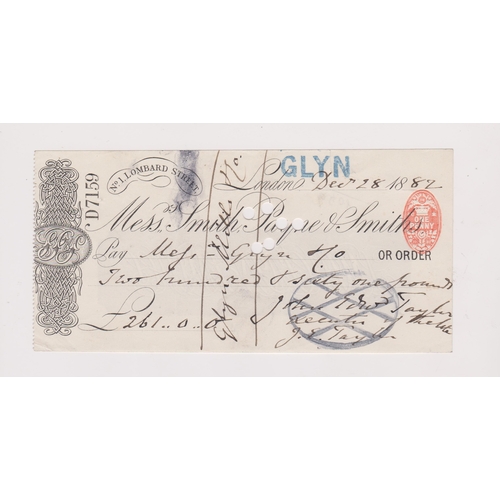 274 - Smith, Payne & Smith's 1882 used, London Lombard Street order, 1d duty embossed, black and white. RO... 