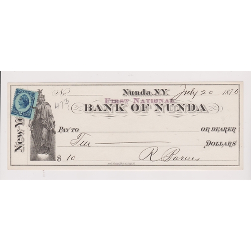 284 - First National (in purple) Bank of Nunda N.Y, used bearer July 20th 1876, black and white, vig - Sta... 